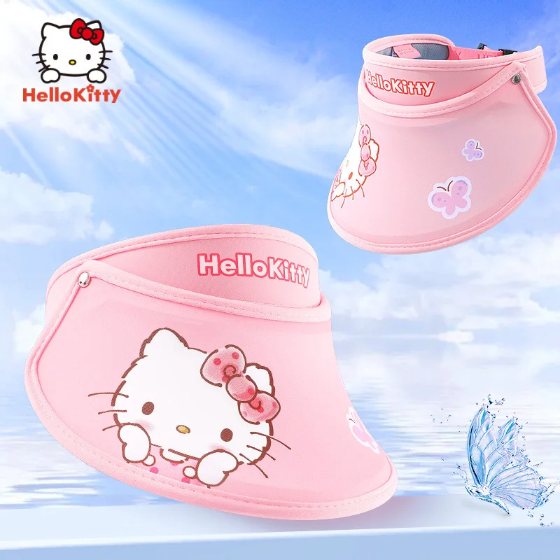 

Anime Hellokitty Child Sun Protection Hat Cartoon Kawaii Girl Summer Lightweight Breathable Sunshade Absorb Sweat Water Proof