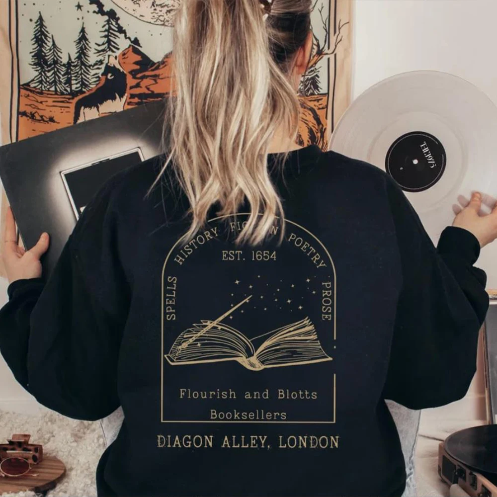 Flourish and Blotts Bestsellers Sweatshirt Wizard Shirt Universal Trip Sweater Book Nerd Hoodie Unisex Long Sleeves Sweatshirts