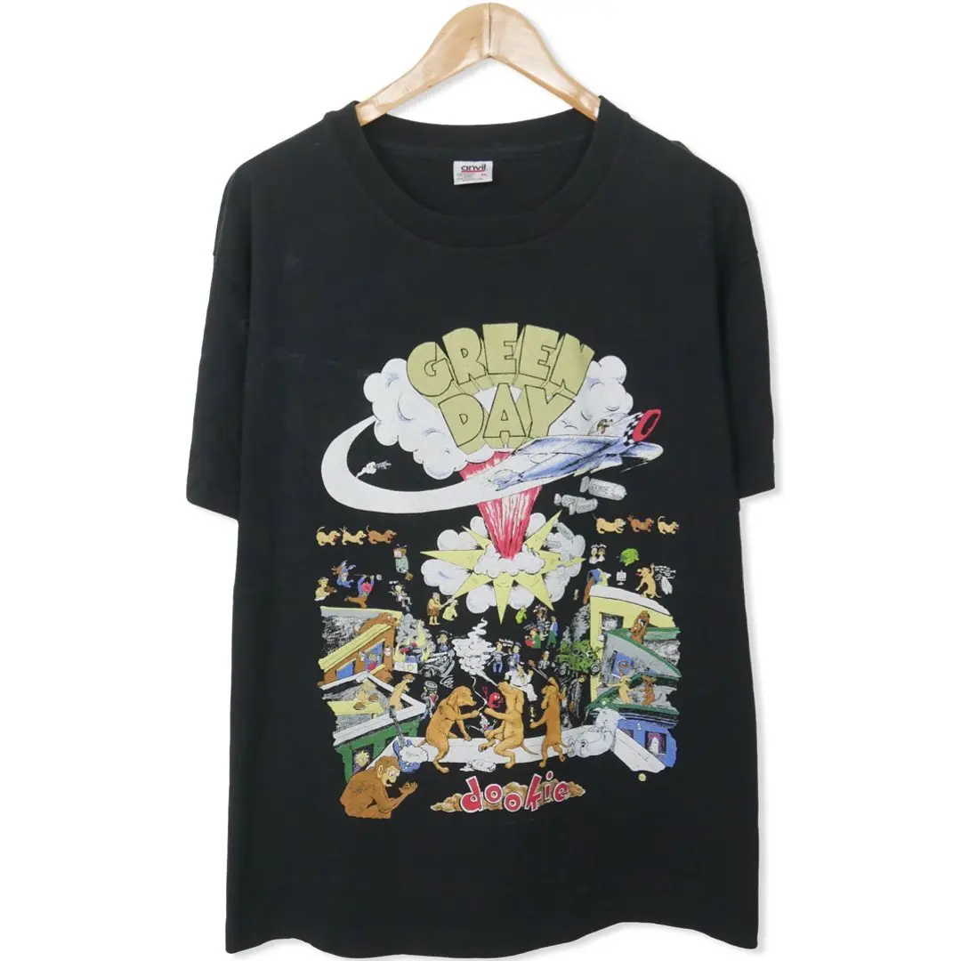 

American Vintage een Day Band Loose Ro Hip Hop West Coast ort Sve T-irt Retro Cartoon Print Casual Summer Top