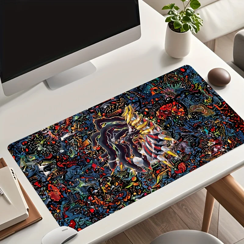 Vibrant Abstract Monster Art Large Gaming Mouse Pad Non-Slip Rubber Desk Mat Gaming Desk Accessory Artistic Mousepad Rugs Carpet