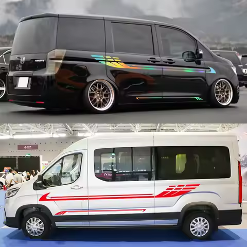 Racing Sport Stripe Vinyl Decals for Camper Van RV Motorhome Caravan &ndash; Side Body Stickers, Auto Tuning Decoration Accessories