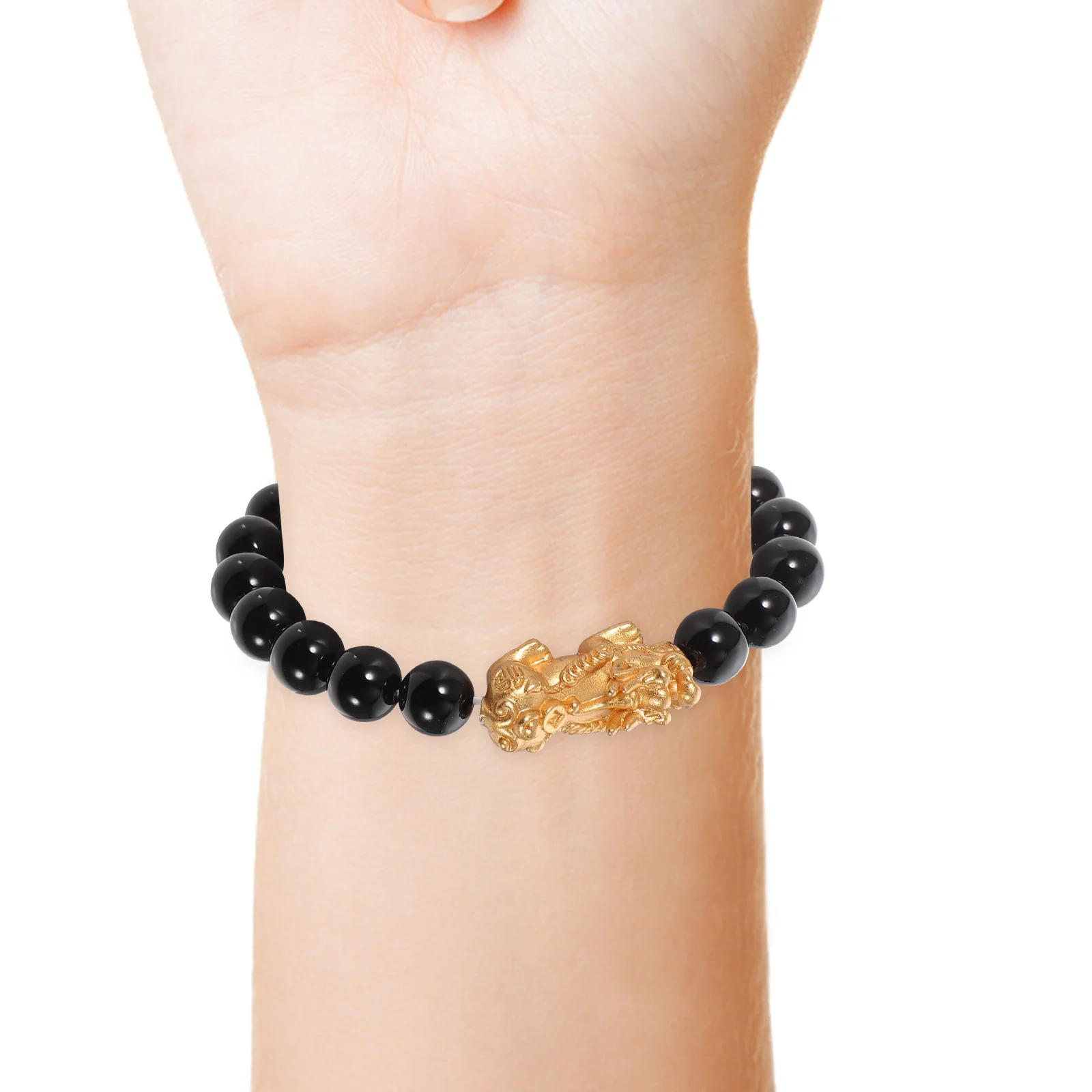 

Black Obsidian Bracelets Wealth Amulet Elastic Beaded Feng Shui Lucky Jewelry H Wealth Bracelets Chain Adjustable Size