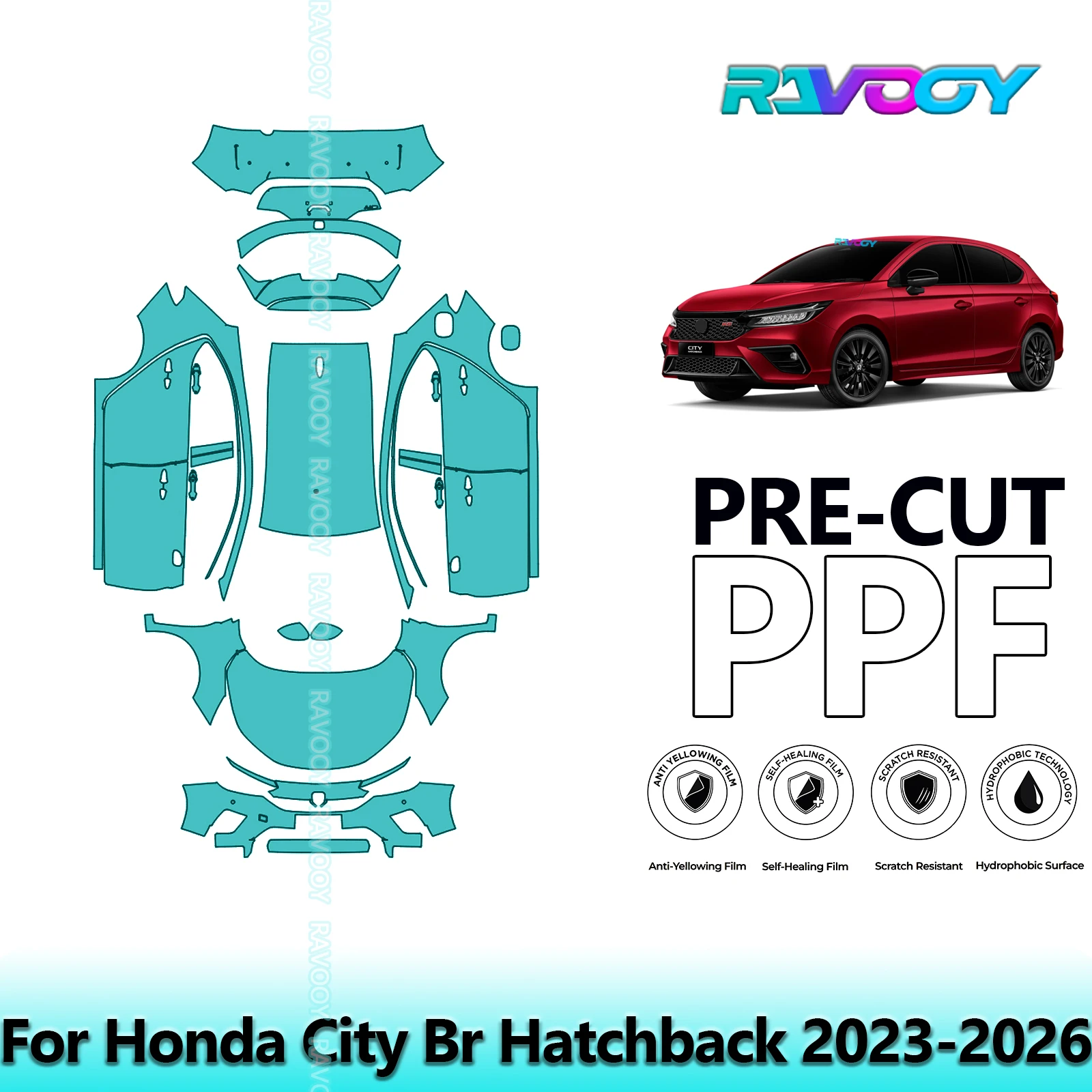 For Honda City Br Hatchback 2023-2026 Car Precut Paint Protection Film Full Vehicle Anti-scratch Exterior TPU PPF