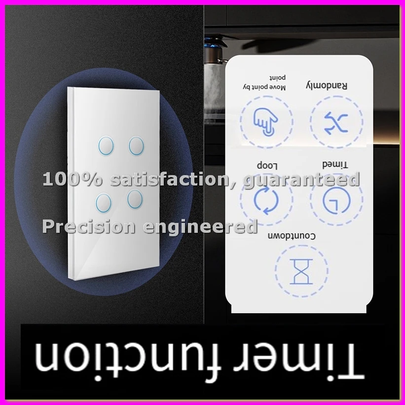 

Умный выключатель света Tuya Matter с Wi-Fi, вогнутое стекло, для дома, с нейтральным проводом, стандарт США, D-ABFT