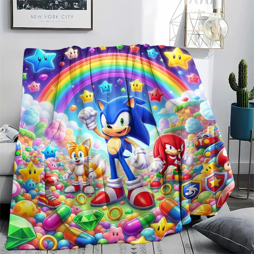 Hedgehog Sonic Cozy Comfortable Flannel Blanket Print for Bedroom Beds Sofas Picnics Travel Trip.-TING