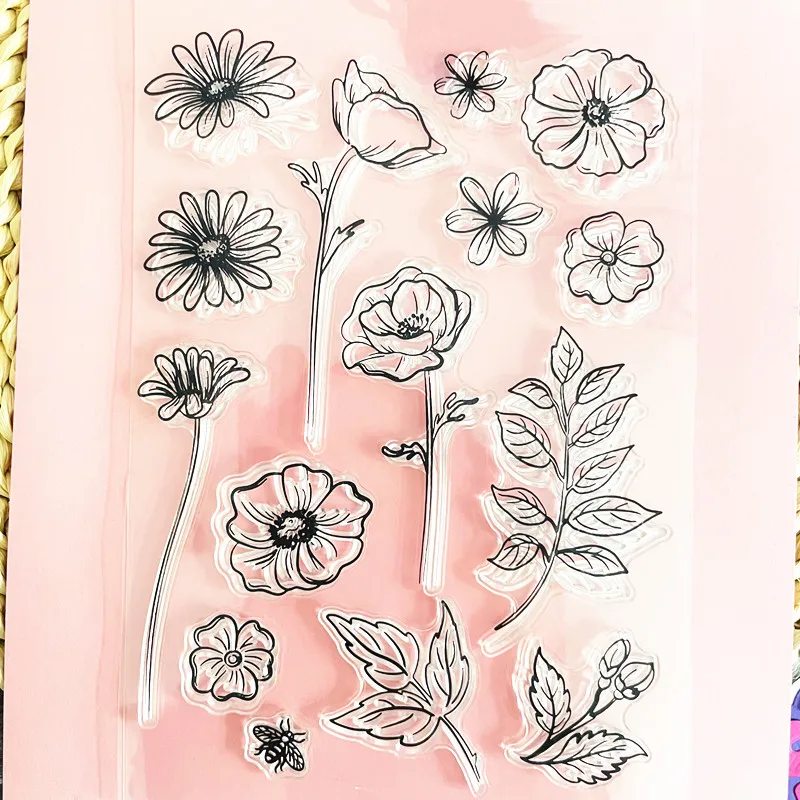 boom flower leaves Clear Stamp Transparent Silicone Stamp Seal Sheet For Scrapbooking Photo Album Decoration