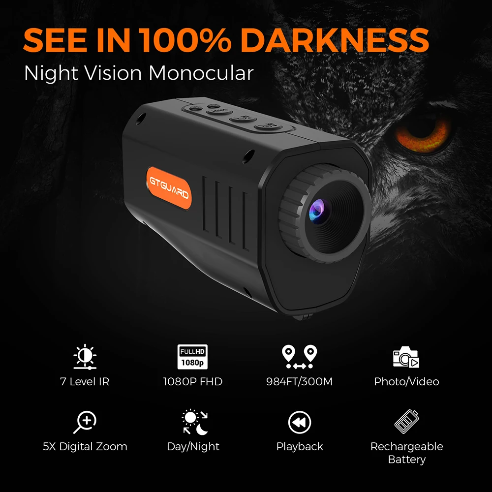 GTGUARD N3 Portable Single-Tube Night Vision Device Handheld Video Recording Photography Camping Field Observation Telescope