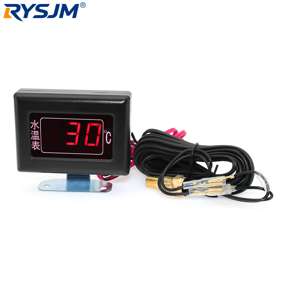 Mini 0-120℃ Water Temperature Gauge with 1/8NPT Sensor Flashing Alarm Digital Water Temp Meter For Petrol Diesel Car 12V 24V