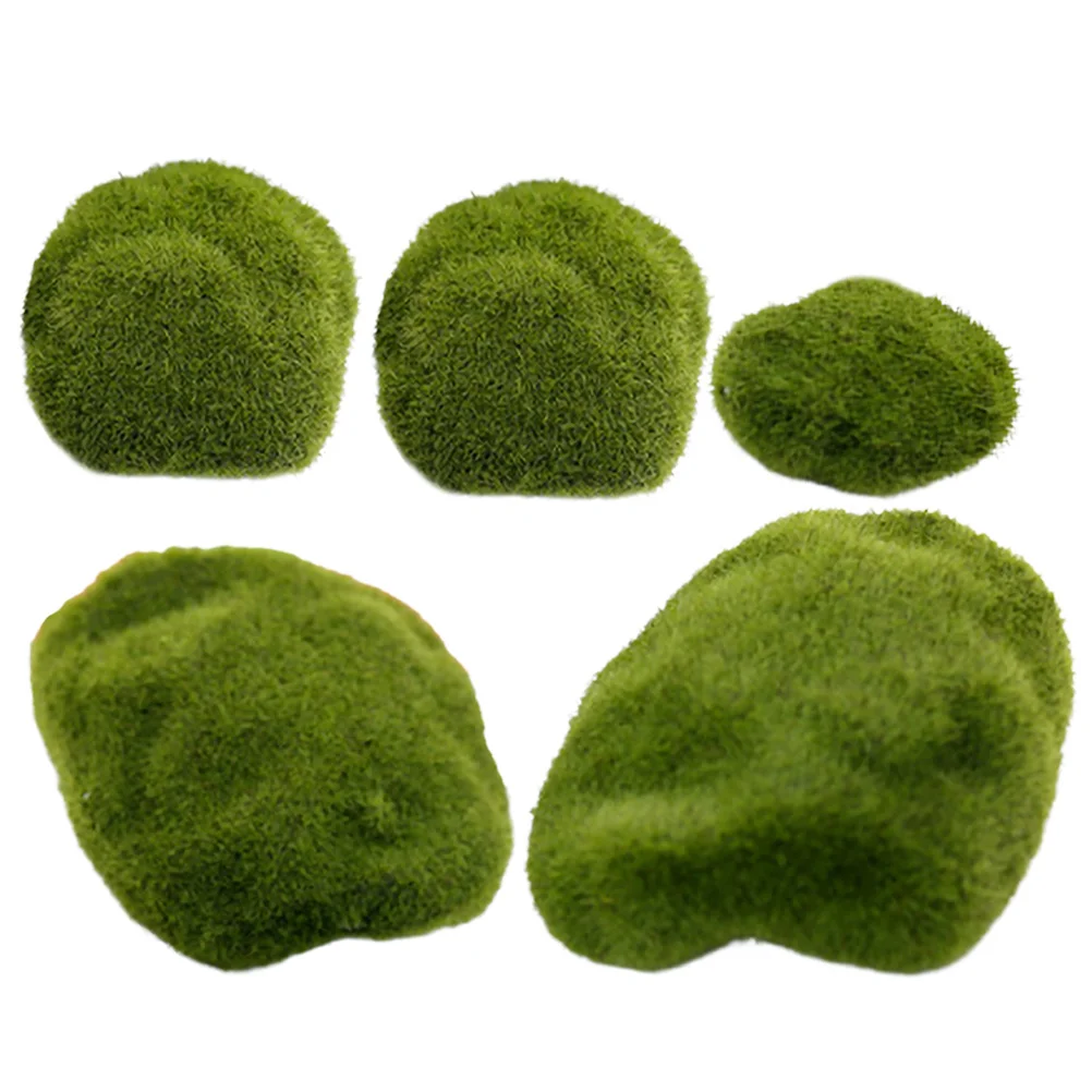 

5Pcs Simulated Mossy Stones Realistic Lightweight Decorative Rocks for Artificial Flower Vase Plant Wall Fish Tank Display Faux
