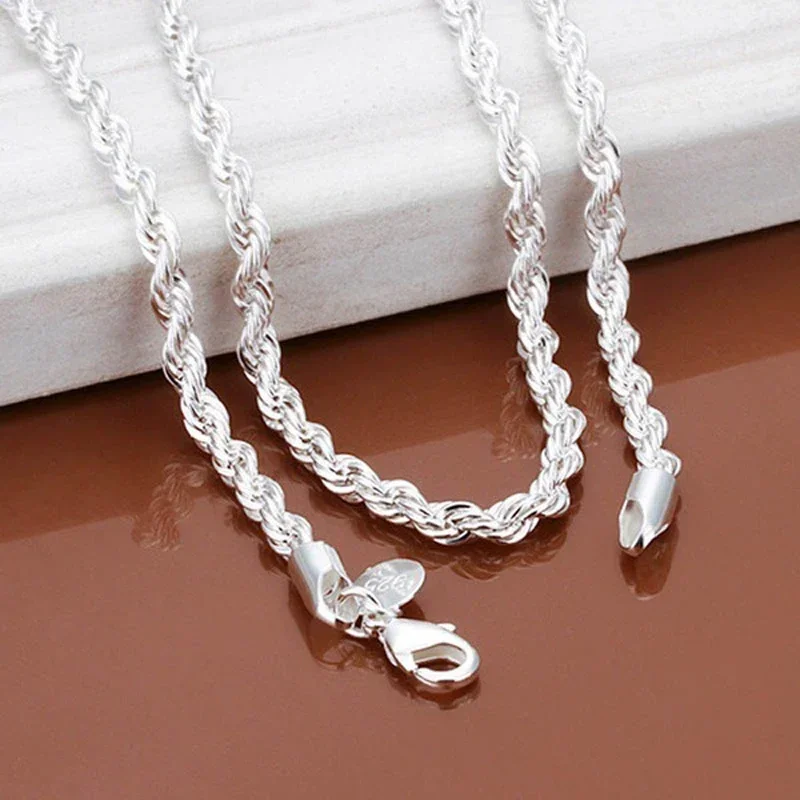 Silver Color Christmas Gifts European Style 2MM Flat Chain Necklace Bracelets Fashion for Man Women Girls Jewelry Sets