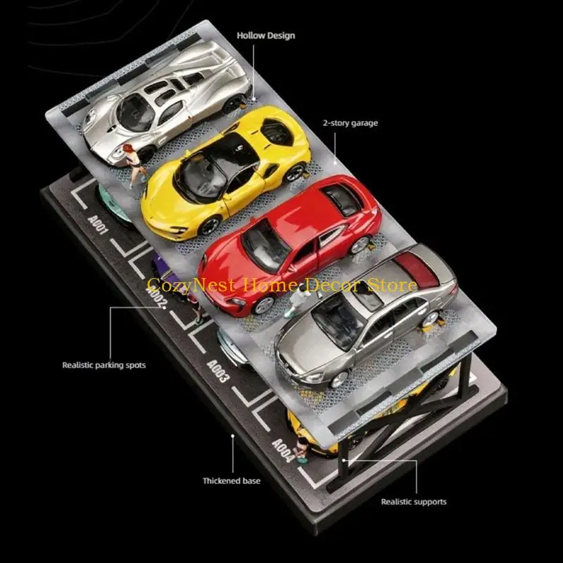 92MF 1/64 Scale Diecast Toy Car Garage,Storage Case for Toy Car,Parking Garage Dioramas 2 Levels Building Scene Dioramas