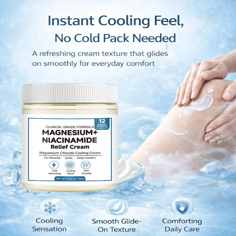 100g Magnesium Niacinamide Cream Joint Leg Foot Care Soothing Fast Acting Cooling Formula Lightweight Non-greasy