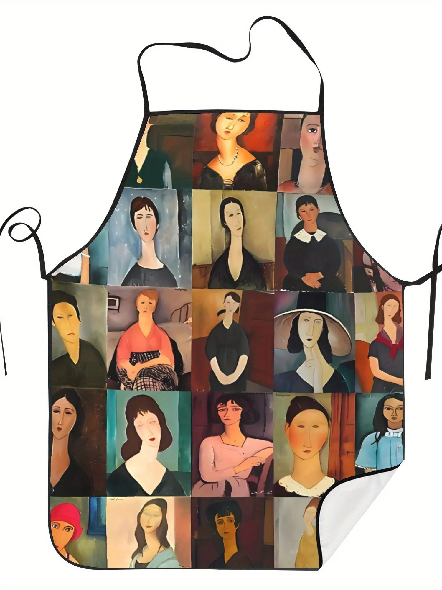 Vintage Art Portrait Collage Kitchen Apron Classic Painting Style Design Linen Cooking Bibs Chef Aprons  Home Decor Gift