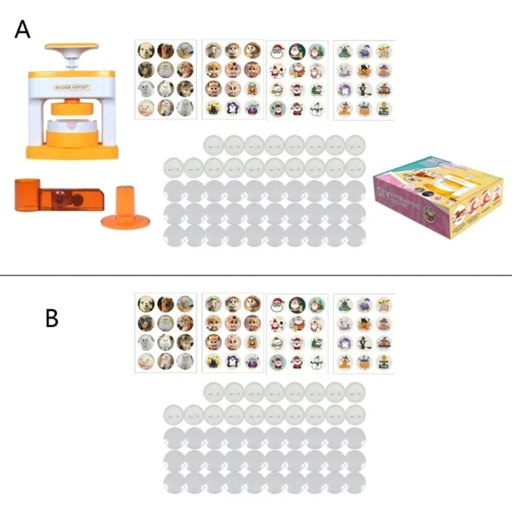 Plastic Kid Badge Button Maker Machine Press Maker Children's Handmade Simple Badge Maker Machine with 48pcs Button Parts