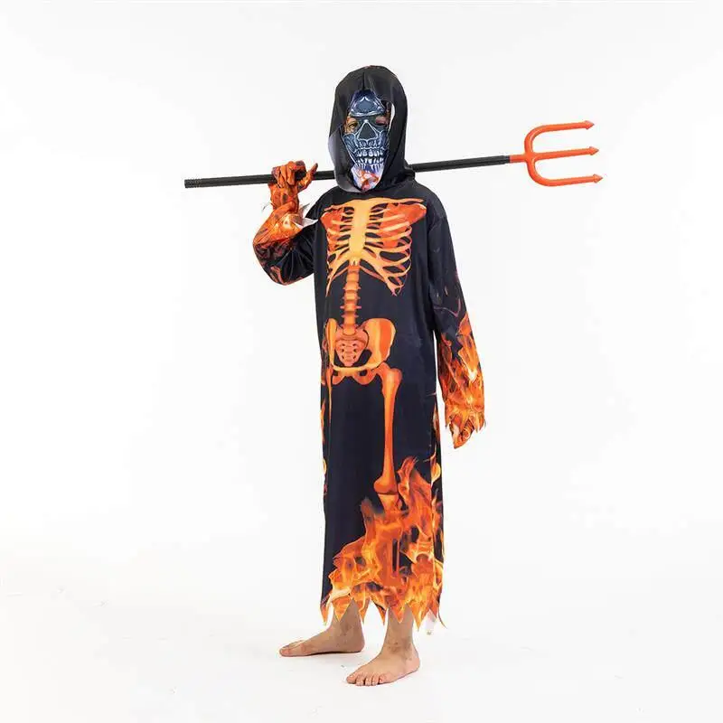 

Детский костюм-накидка «Скелет» для Хэллоуина, длинное пальто в стиле «Террор», сценический костюм, этническая одежда, женская мода, осень 2025