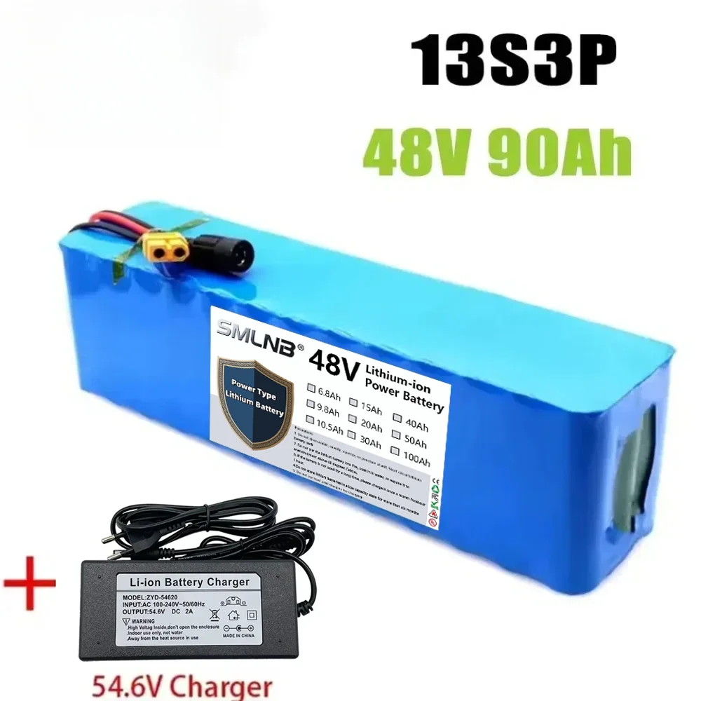

New 48V 100Ah 2000W 13S3P DC/T Lithium Ion Battery Pack Suitable for 48V motors with BMS+54.6V Charger