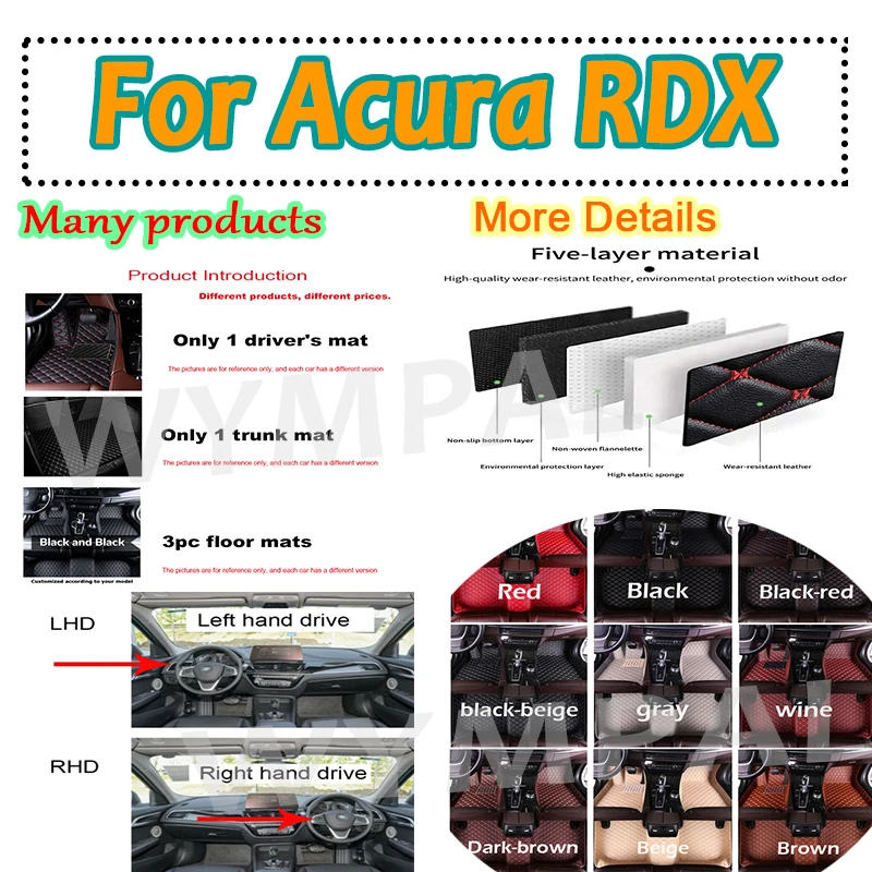 

Luxury Car Floor Mats For Acura RDX 2018 2017 2016 2015 2014 2013 2012 2011 2010 Auto Interior Waterproof Leather Accessories