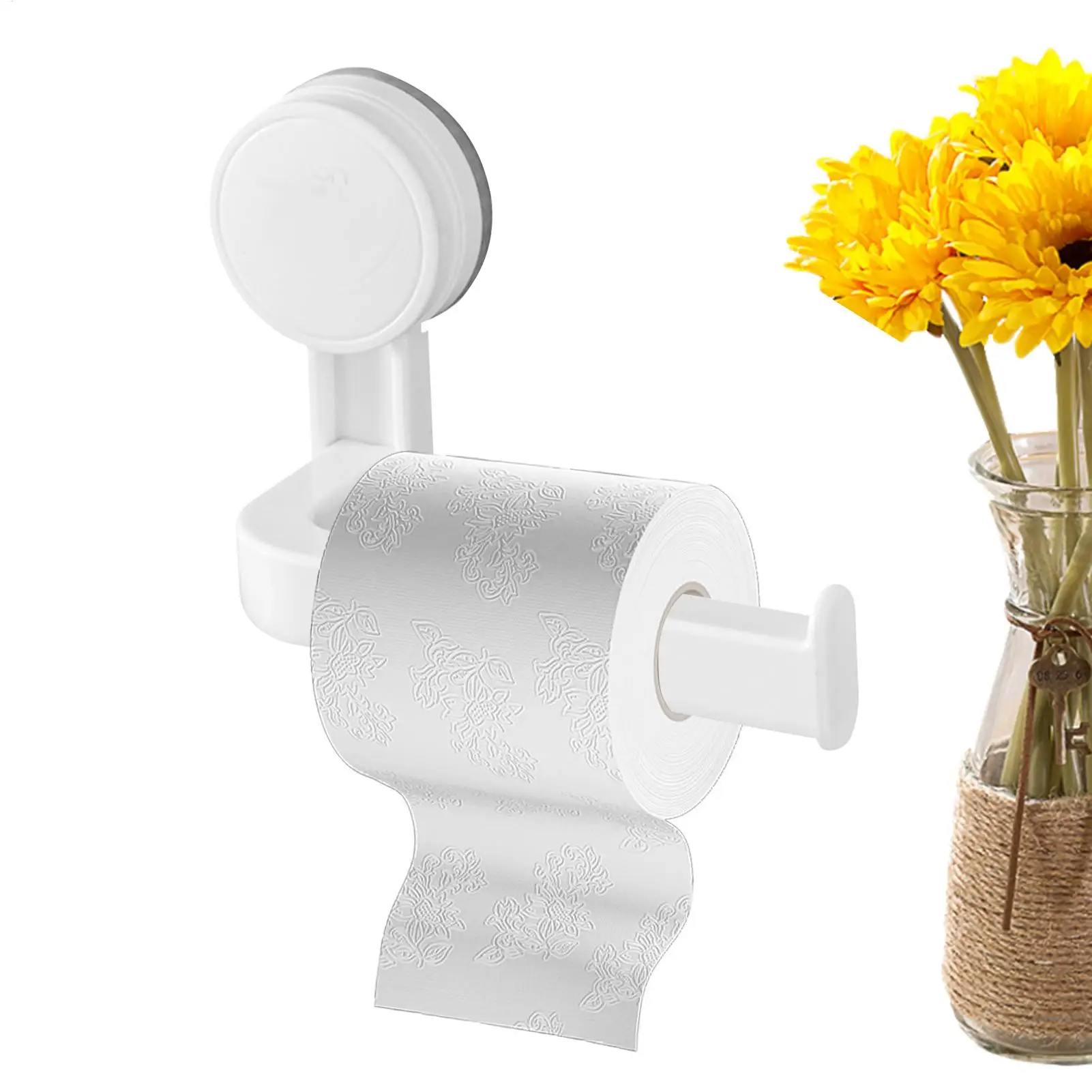 Toilet Paper Holder Suction Multi-Purpose Suction Toilet Paper Bracket Stick-On Bathroom Tissue Holder with Thickened Design ﻿