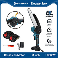 Drillpro 8 Inch Brushless Cordless Electric Chainsaw Rechargeable Woodworking Tools Orchard Branch Handheld For Makita Battery