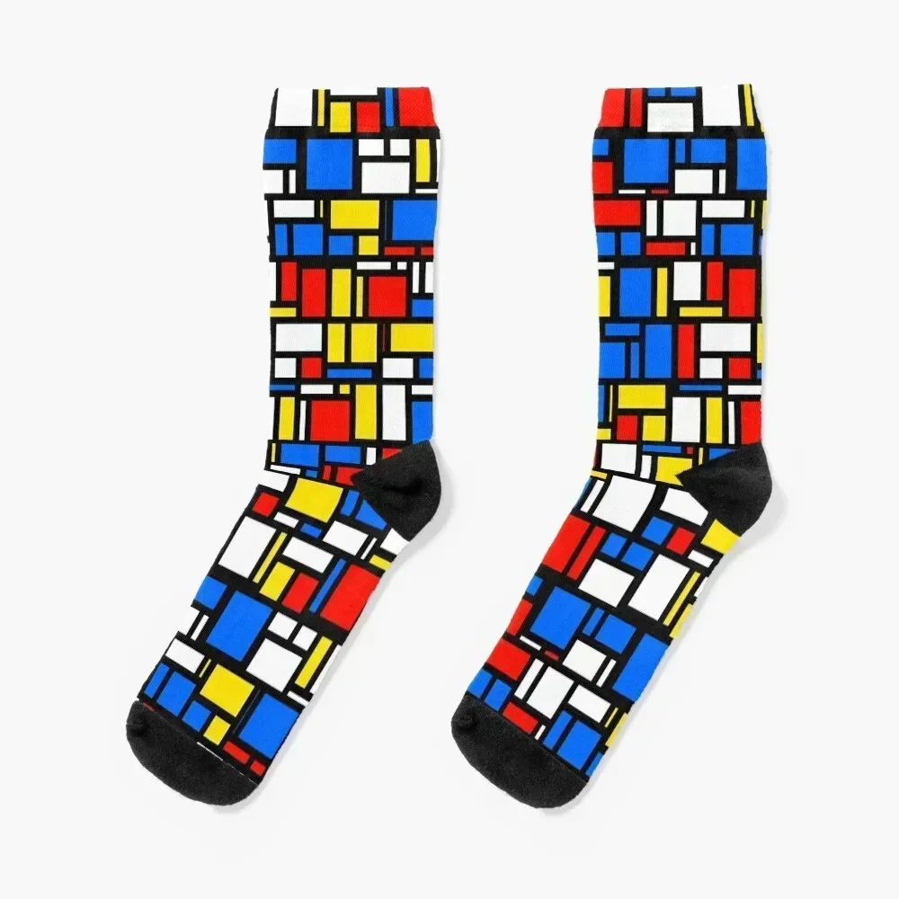 

Mondrian Style Socks Stockings man basketball shoes Socks Men's Women's heated loose christmass gift Men's Socks Women's