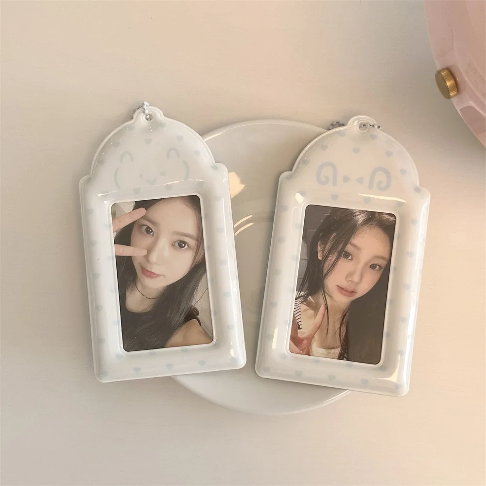 Ins Style kawaii Kaomoji 3 Inch Photocard Holder ID Card Case for Student Campus Bus Card Idol Photo Display Pendant Bag Charm