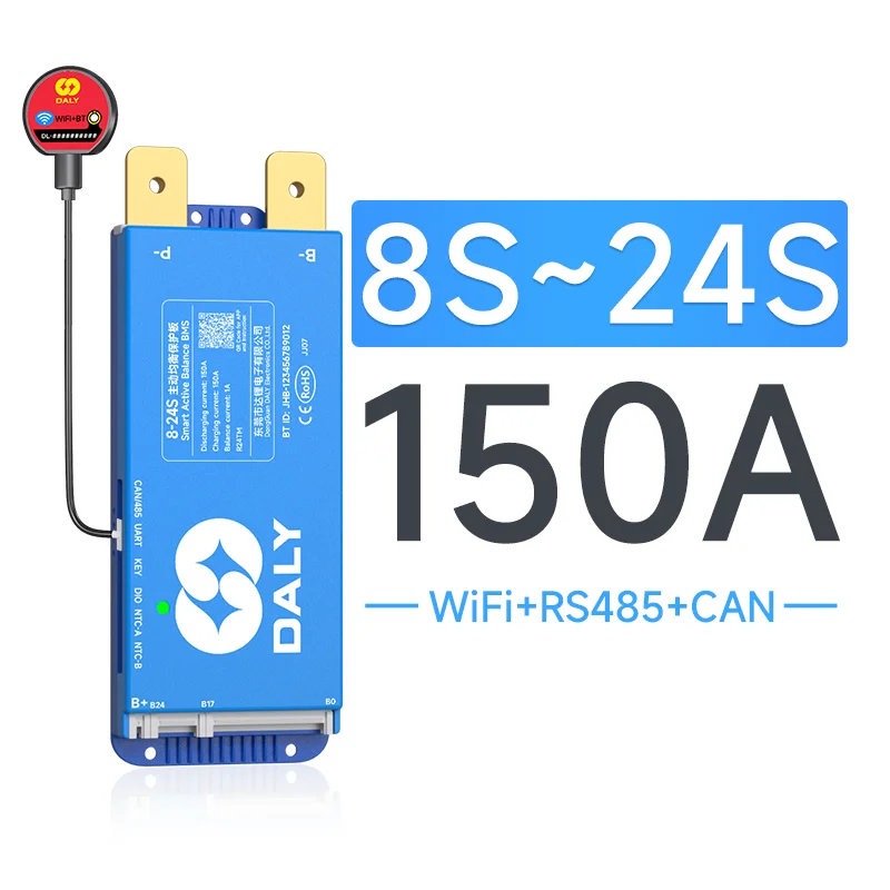 hibms DALY Smart BMS Active Balance BMS Lifepo4 3S 4S 12V 8S 24V 16S 48V 100A 150A 250A 3,2V Li-Ion 3,7V LTO Batterie RS485 CANBUS WiFi 6