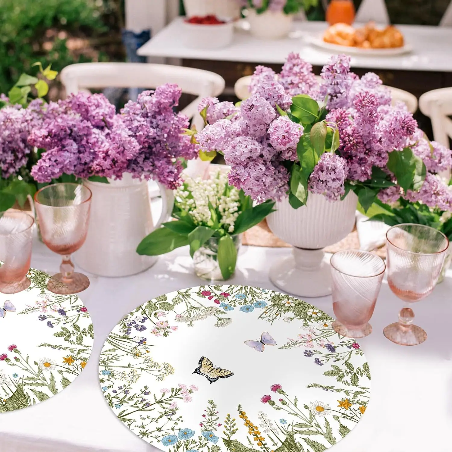 CX 10PCS vintage wildflower placemats and wildflower placemats are suitable for birthdays, weddings, tea, and party supplies