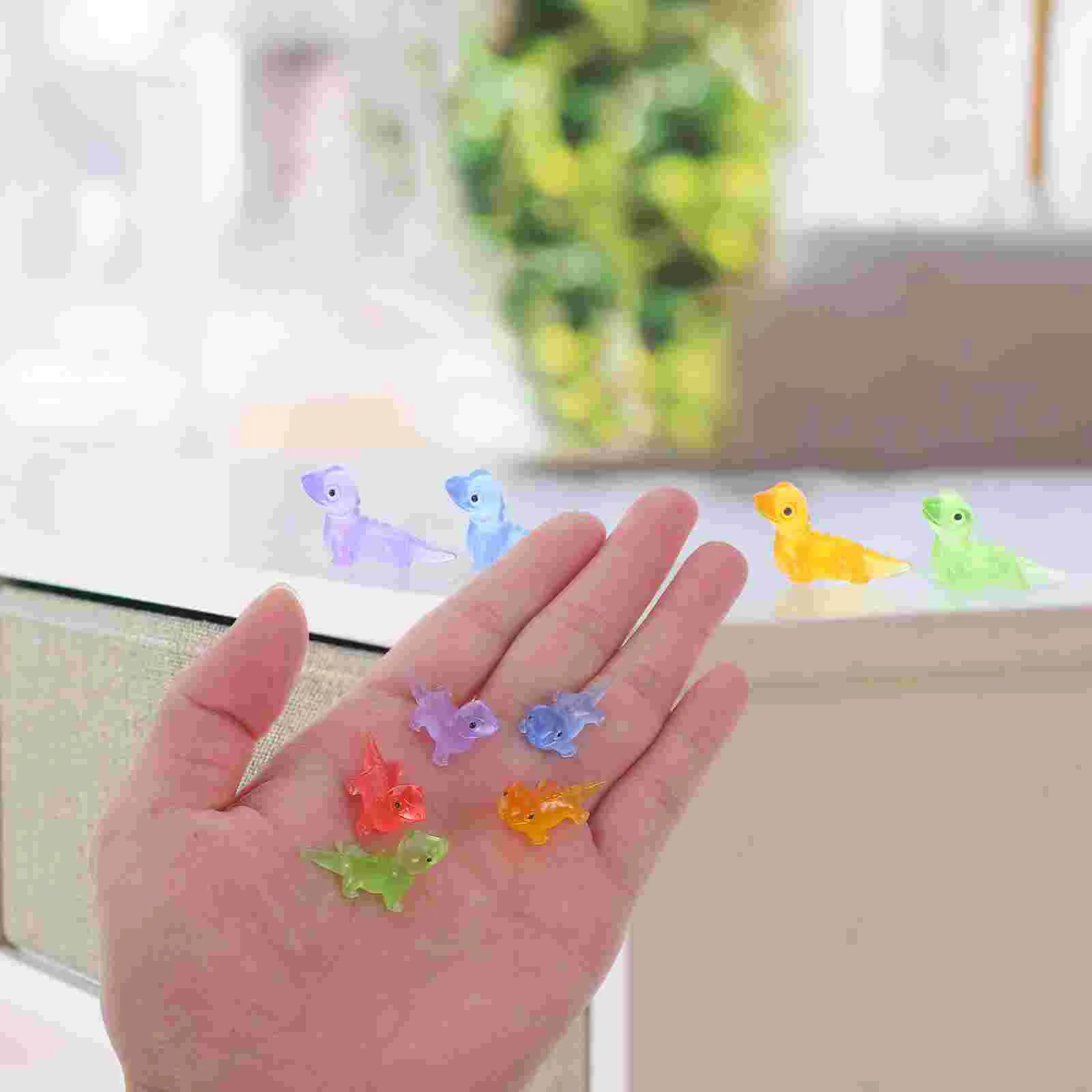36 Pcs Micro Landscape Gardening Ornaments Mini Animal Figurines Glowing Lizard Cartoon Statues Resin Miniature Crafts