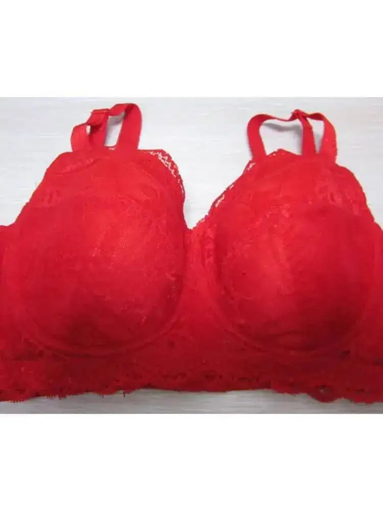 Biustonosz samoprzylepny plus size push up z pełnymi miseczkami, z fiszbinami, czarna koronka, bielizna, rozmiary 34 36 38 40 42 44 46 48 B C D F G H, odzież damska — zdjęcie 2