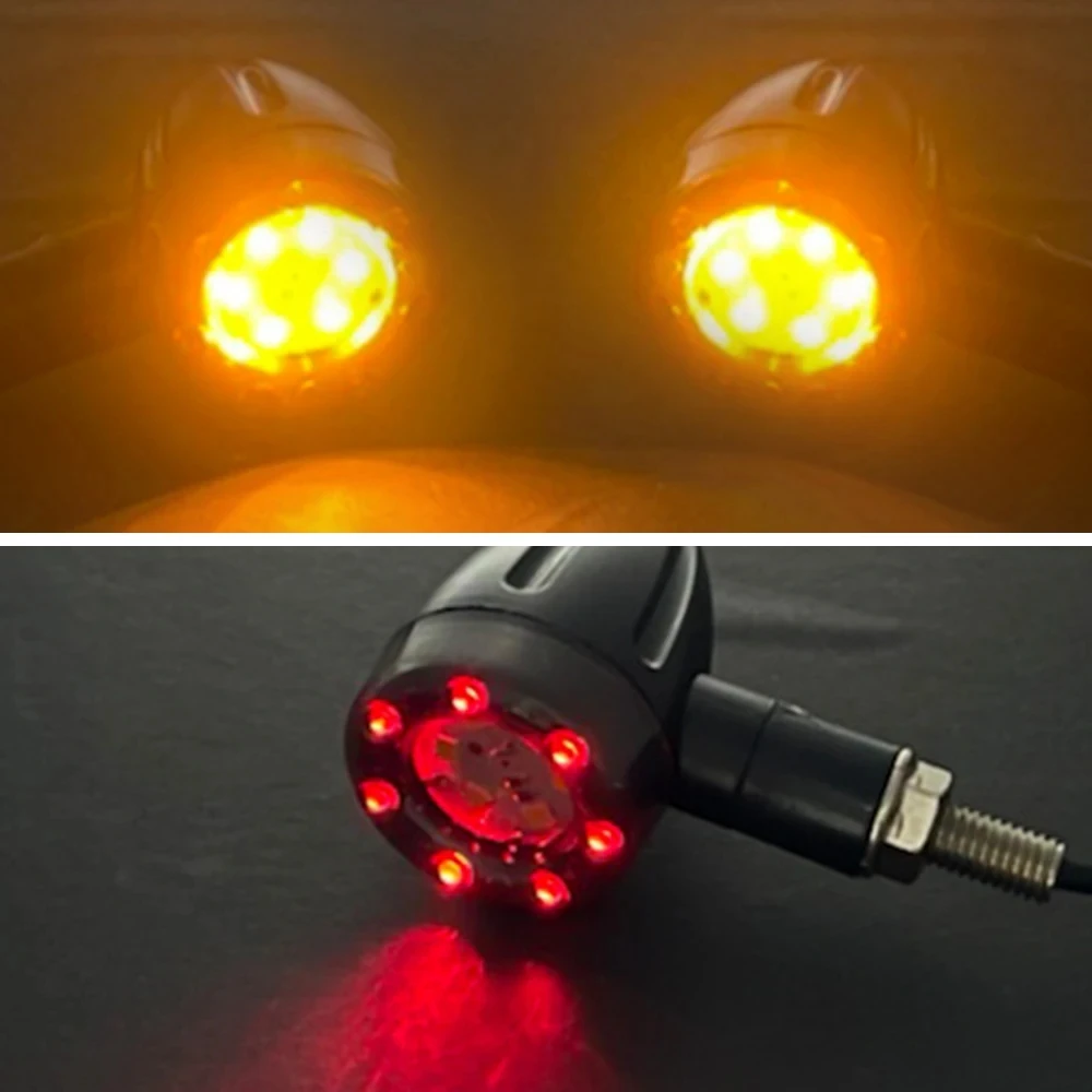 Amber Red Motorcycle 8mm LED Turn Signal Light Mini Bullet Indicators Tail Brake Lamp For Cafe Racer Chopper Chopper Scooter 12V