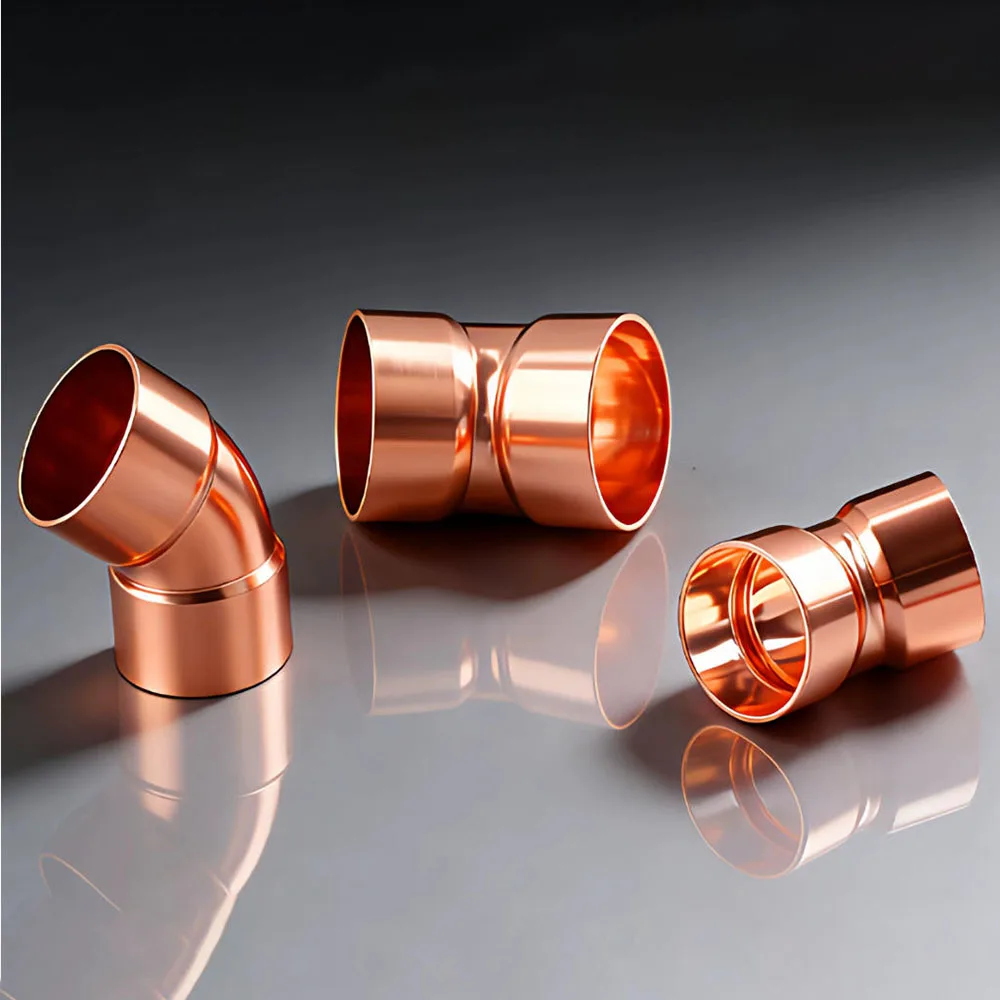 1 Purple Copper 45-Degree Socket-Weld Elbow for Central Air Conditioning Refrigeration Copper Pipe Fitting Accessories 10-76mm