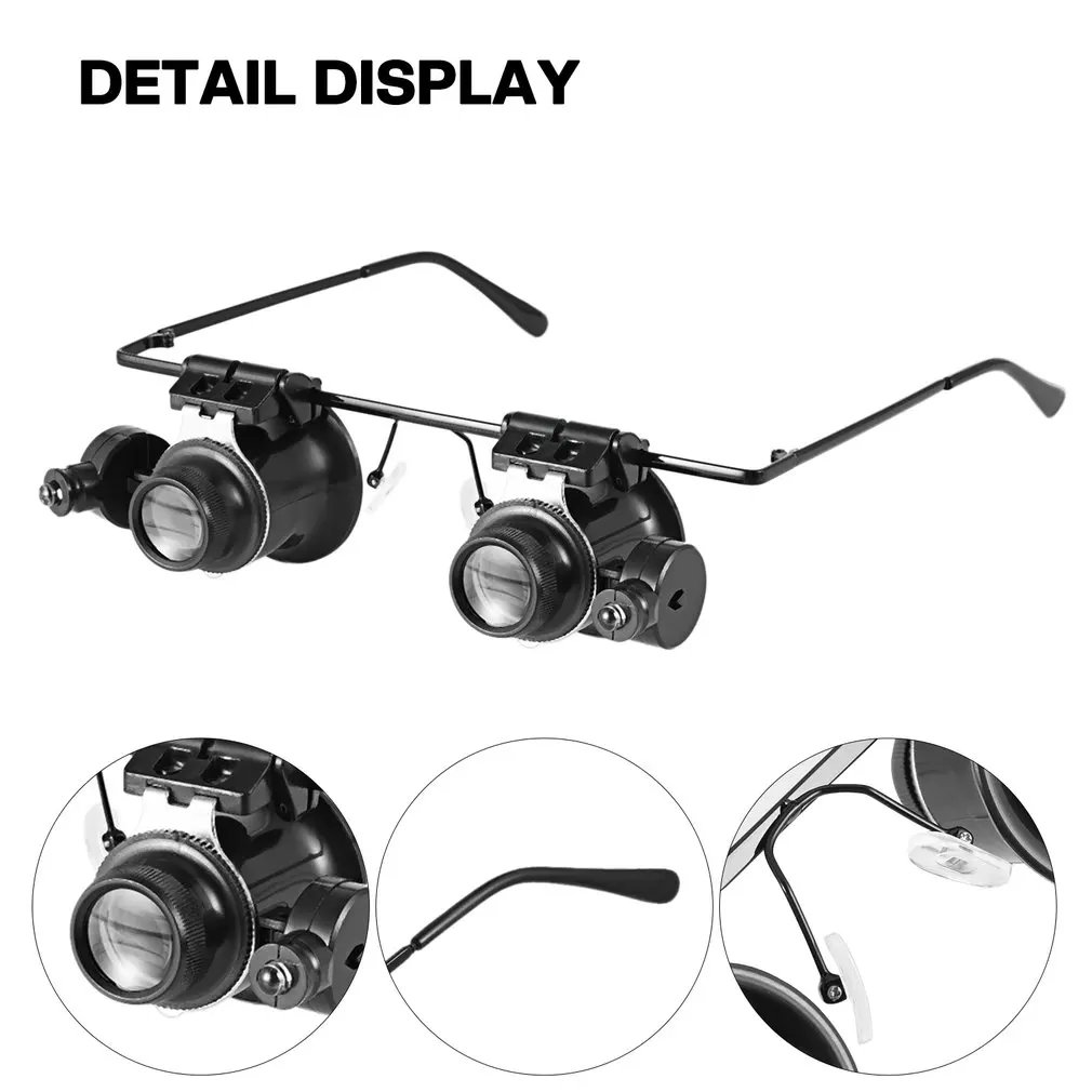 Magnifying Glasses with Led Lights Lamp Interchangeable Lens Tool Repair Reading Magnifier Jeweler Headband Illuminated Loupe