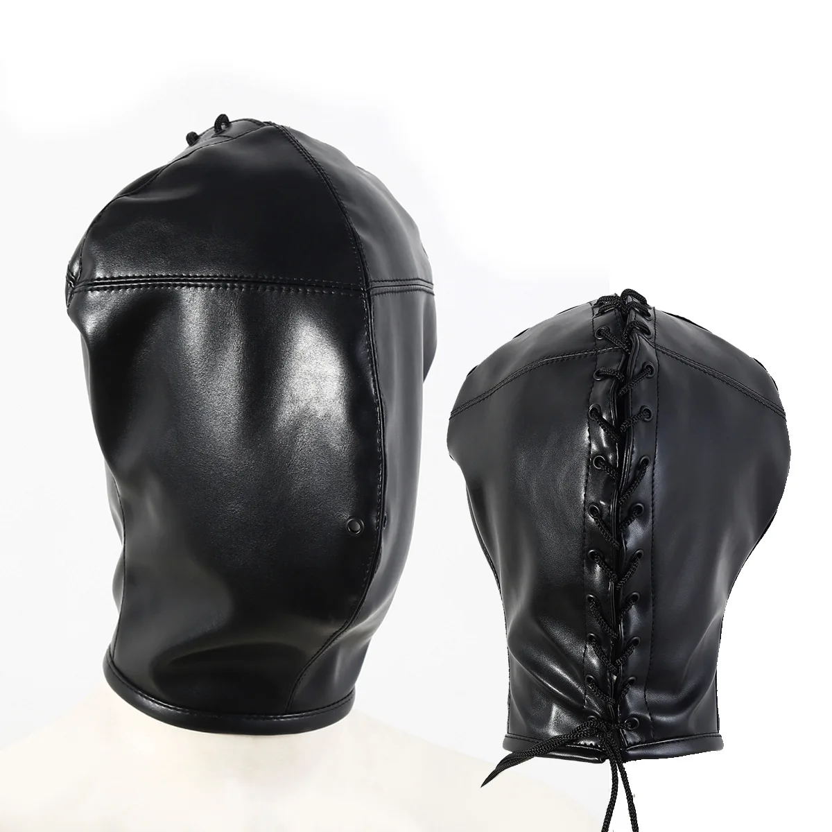 PU Leather Fetish Open Mouth Head Hood Sexy Cosplay Face Mask for Women Men Party Role Games Hallow Performance Exotic Costumes