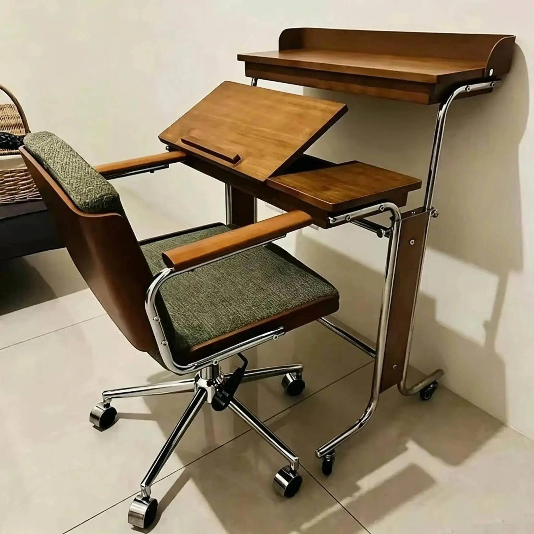 Computer Nordic Movable Solid Vintage Wood Adjustable Office Desk Desks Designer Home Height Office Table Narrow Sofa Side Table