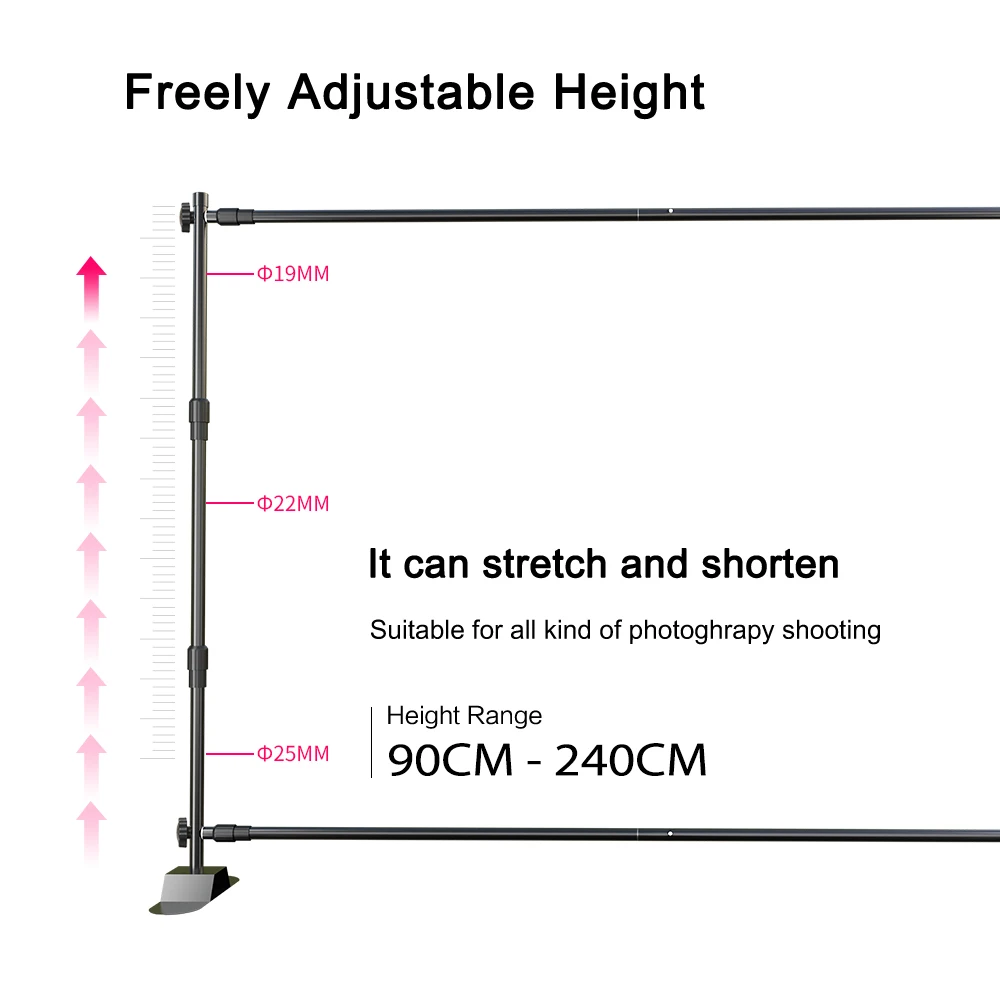 2.4*3M Double-Crossbar Backdrop Background Stand Frame Support System For Photography Photo Studio Video Optional Clip Without C