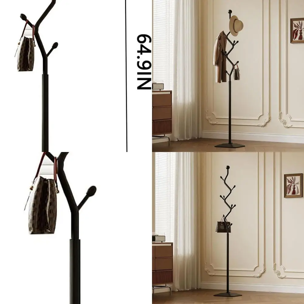 

Stylish 8-Hook Freestanding Coat Rack Tree with Metal Base for Entryway & Bedroom