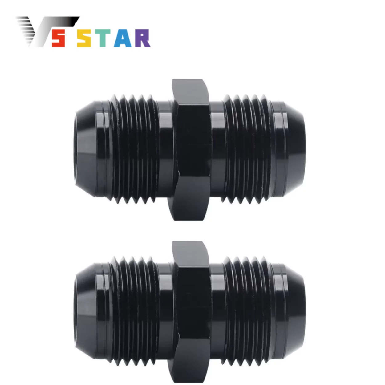 2pcs High Quality Aluminum Alloy AN6 To AN6 Male Flare Coupler Union Straight Fuel Hose Adapter Fitting Black TF-1115