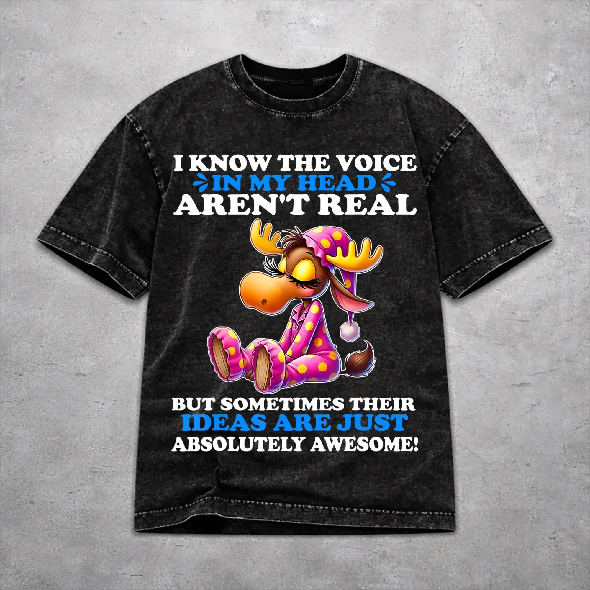 Fashion Men Women I KNOW THE VOICES AREN'T REAL Tee Shirt Oversize Washed  T Shirts Outfits