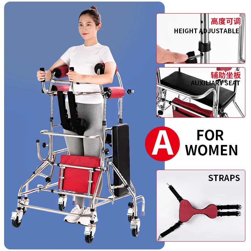 Adult Walker Elderly Rehabilitation Training for Stroke Hemiplegia Equipment Assist Lower Limb Walking Thicken Standing Frame