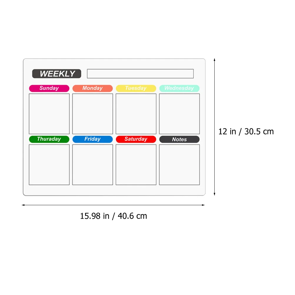 1Set Magnetic Refrigerator Board Clear Plastic Dry Erase Weekly Planner Message Organizer Magnetic Fridge Planner Daily