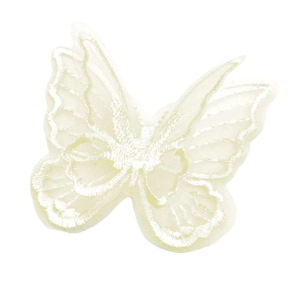 20pcs 6CM Embroidery Lace Butterfly Appliques Dreamy Double-layer Simulation Mesh Butterfly Patch DIY Handmade 3D