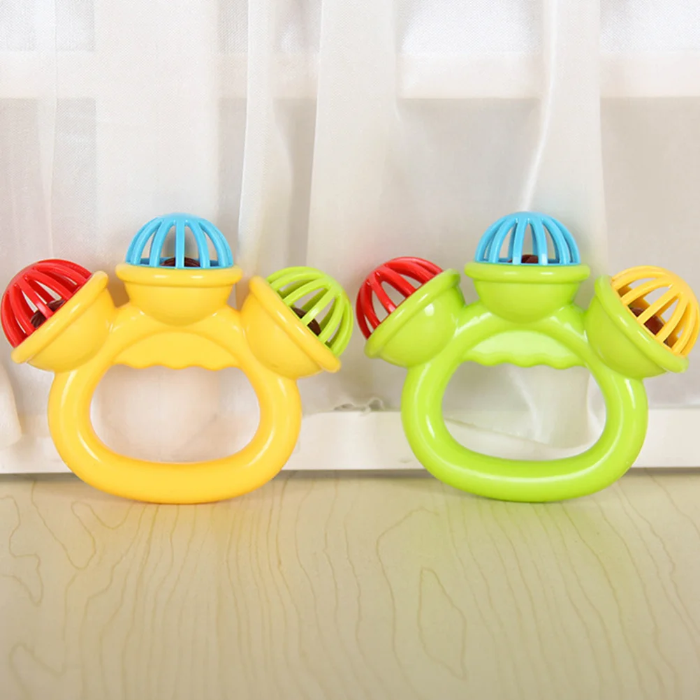 3 Pcs Soothing Toys Tambourine for Kids Toddlers Hand Crank Plastic Mini Jingle Bell Small Music Rattles