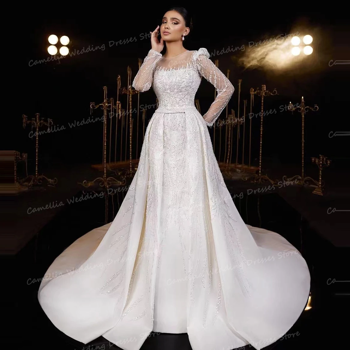 Simple Square Collar Wedding Dresses Women's A Line Sexy Appliques For Bridal Gowns Formal Sweep Train Satin Vestidos De Fiesta