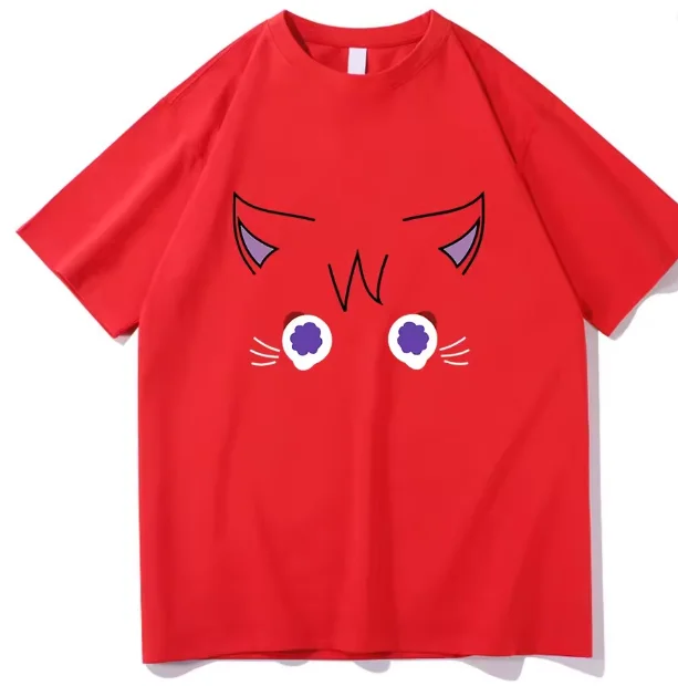 Genshin Impact  Cat T Shirt Funny Men Women Clothing Harajuku Summer Cotton Tops Vintage Unisex Graphic T Shirts