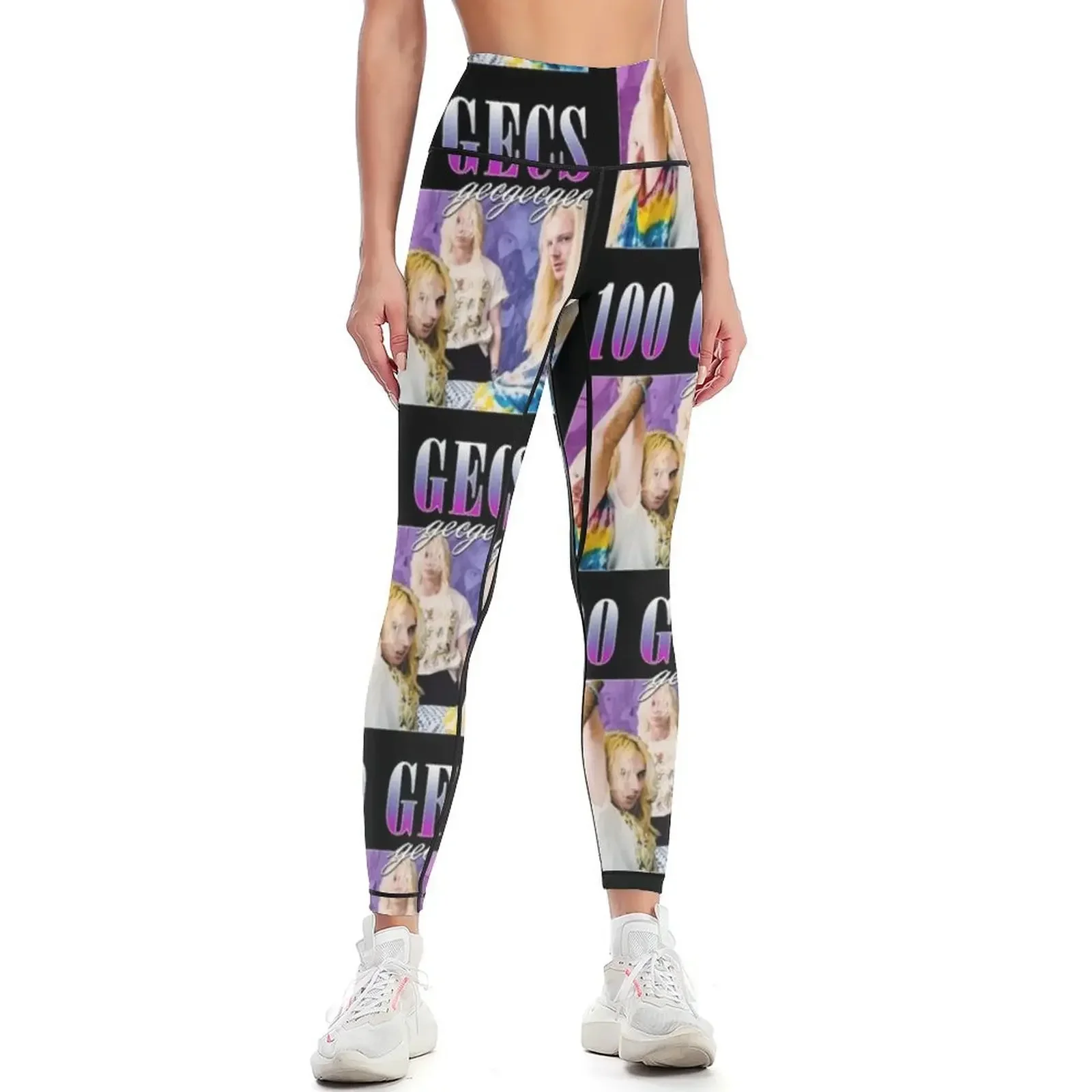 

100 GECS 90'S RETRO STYLE TEE Leggings fitness set gym Women's gym legging pants raises butt Leginsy push up Womens Leggings