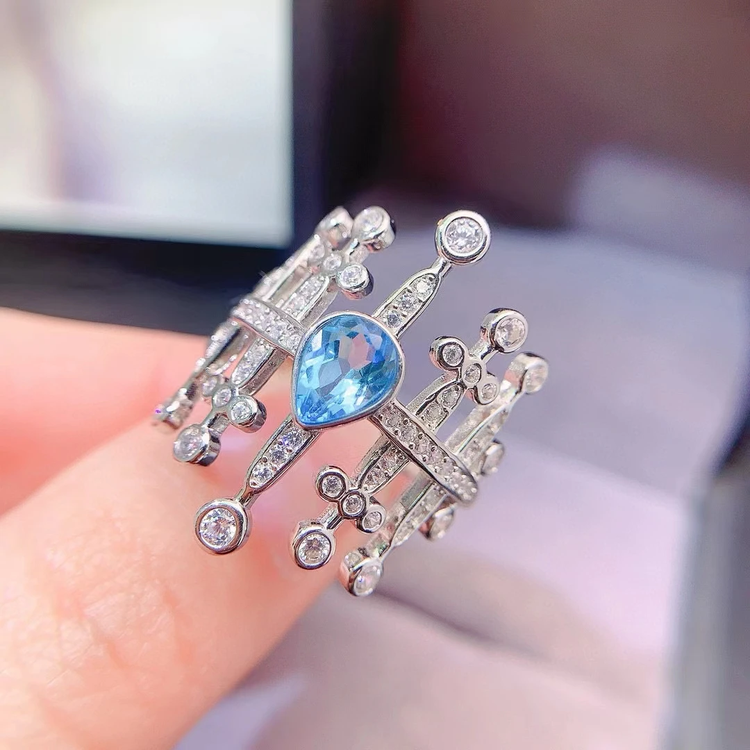 

5mm*7mm 0.6ct Natural Sky Blue Topaz Silve Ring 925 Silver Design Sense Topaz Jewelry Keep Shining 18K Gold Plated Sivler Ring