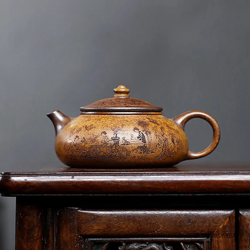 

Tradition Yixing Handmade Purple Clay Teapot Beauty Tea Infuser Kettle Hand-carved Tea Pot Household Chinese Zisha Teaware 280ml