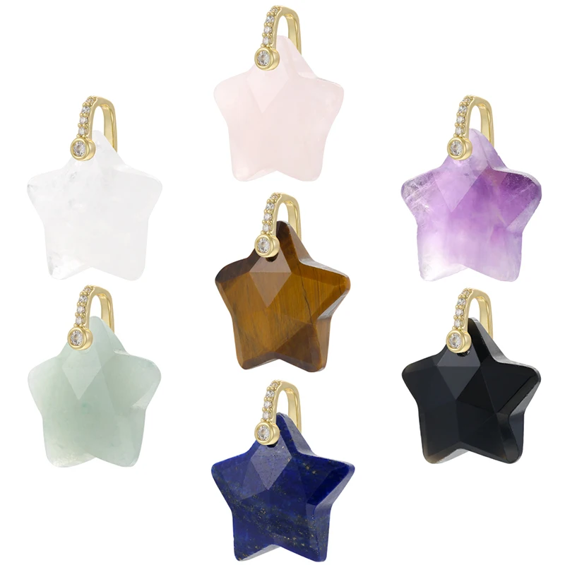 Star Shape Stone Charm Natural Rose Quartz Opal Stars Pendant For DIY Jewelry Making Handmade Earrings Neckalce:VD2420
