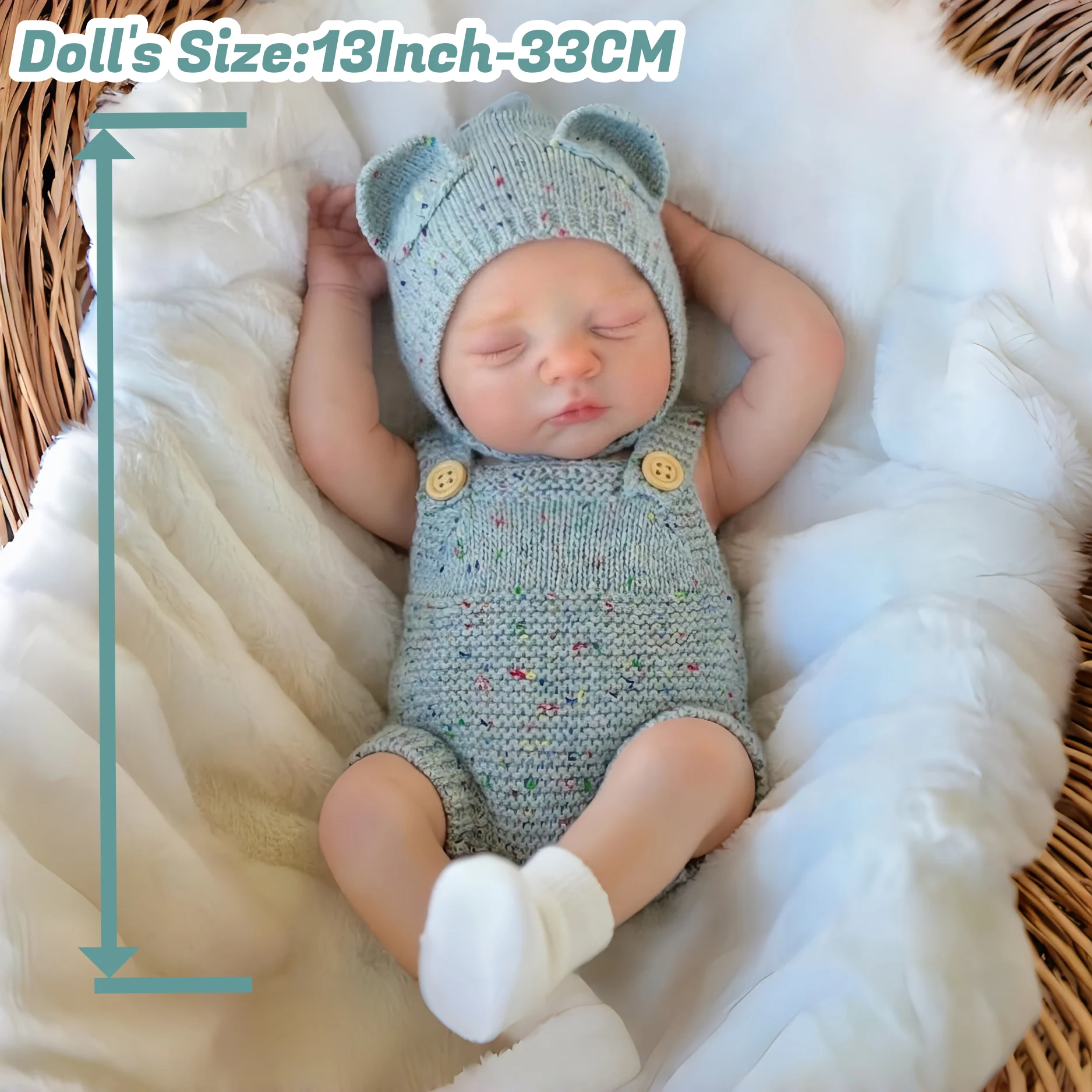 Cute 13Inch Can Open Mouth Irys Silicone Girl Doll With Bald And Lifelike Skin New Design Reborn Doll Toy For Families' Gift