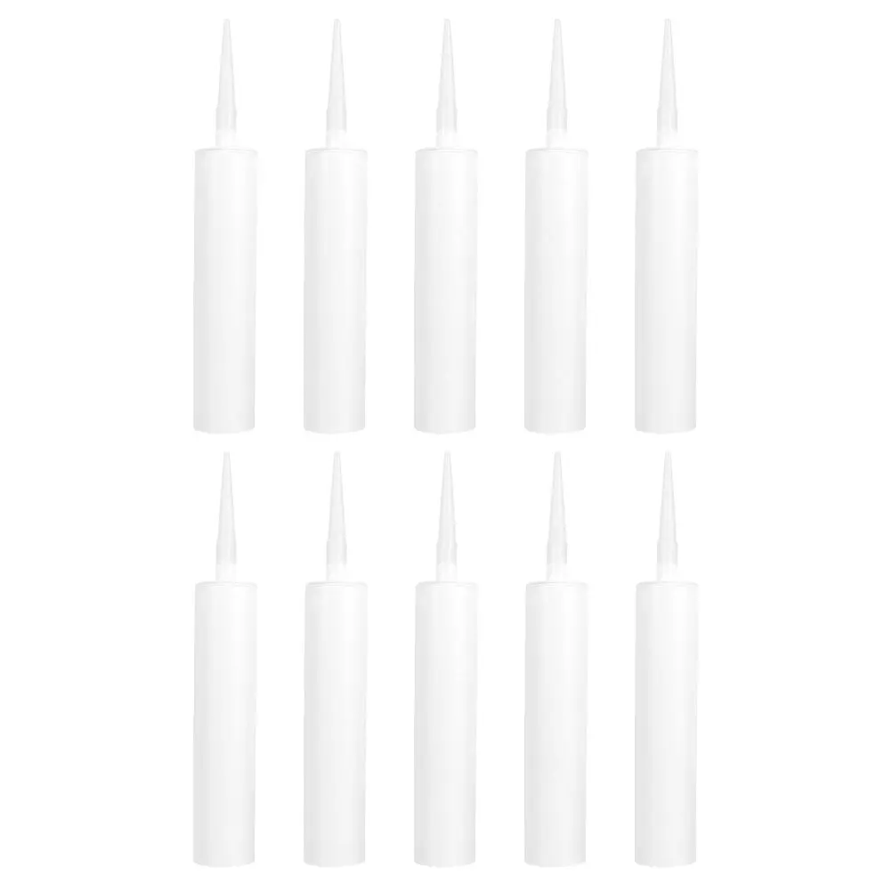 10 Pcs 빈 호스 그라우트 실러 코킹 튜브 코킹 고무 카트리지 튜브 리필 가능 화이트 여행
